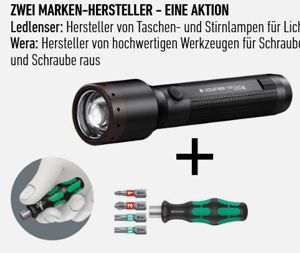 ACTION: LEDLEnser torch P6RC plus Wera Bit-Tool